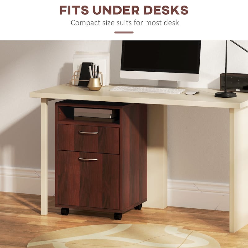 HomCom 24" Mobile Printer Cart with 2 Drawers, Brown - 15.7*13.8*23.6