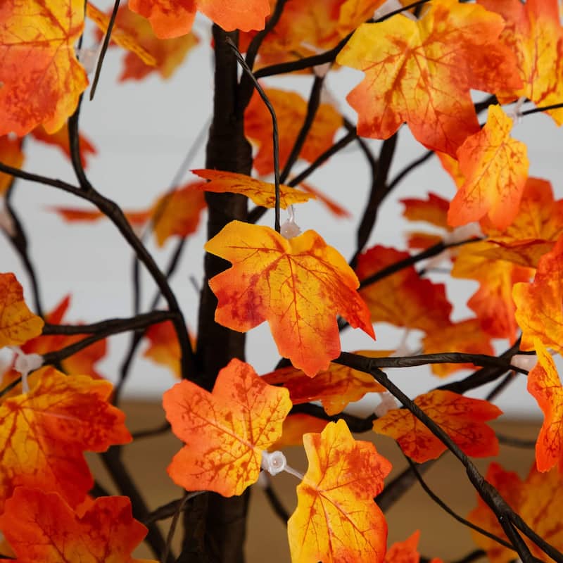 Pre-Lit Autumn Minimalist Maple Artificial Fall Tree - 5' - Warm White LED Lights