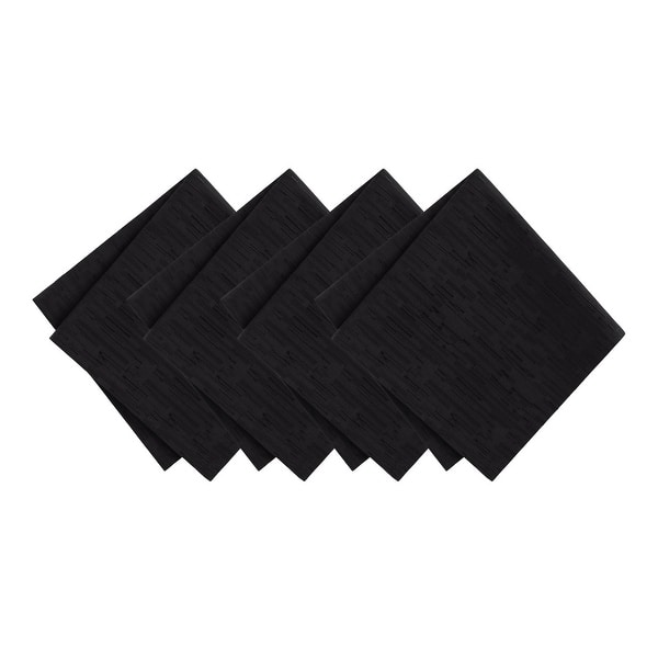 Continental Solid Texture Water and Stain Resistant Napkins, Set of 4 - Black
