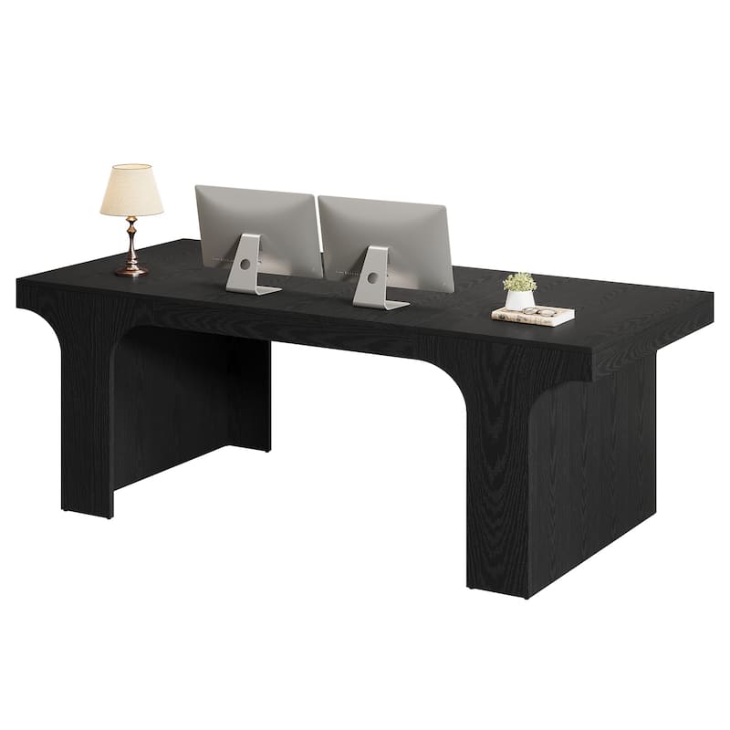 70.9" Executive Desk, Large Wood Computer Office Desk, Writing Table Business Workspace Home Office Accent Desk