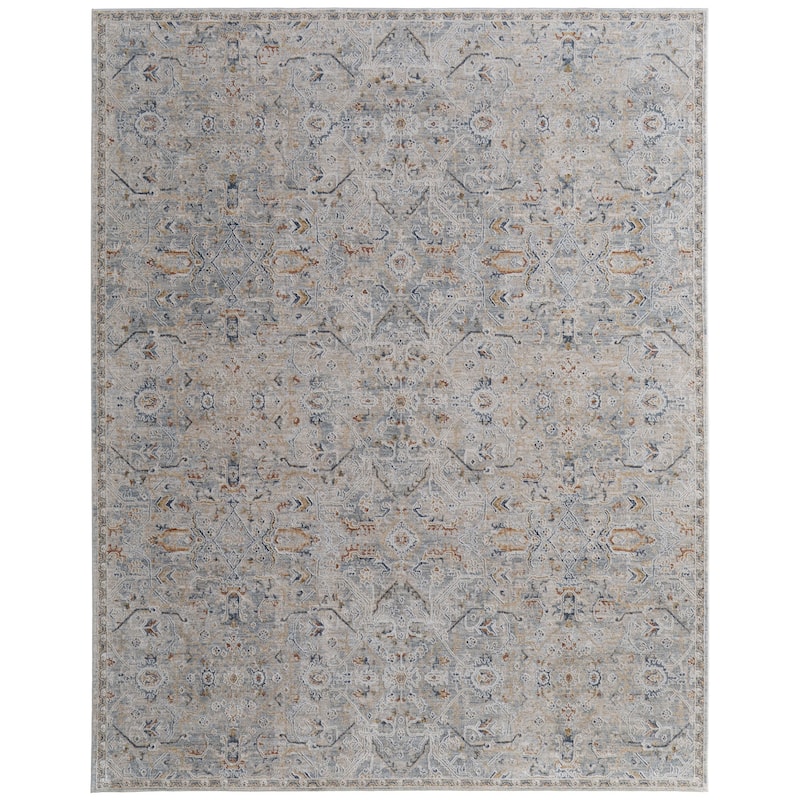 Grand Bazaar Hyannis Machine Made Distressed Transitional Area Rug - 7'10" x 10'3" - Ivory/Blue/Tan