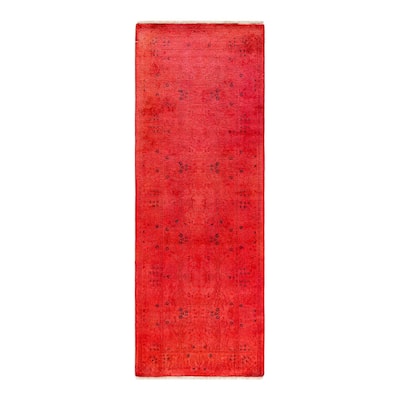 Fine Vibrance, One-of-a-Kind Hand-Knotted Runner Rug - Pink, 2' 7" x 7' 3" - 2' 7" x 7' 3"