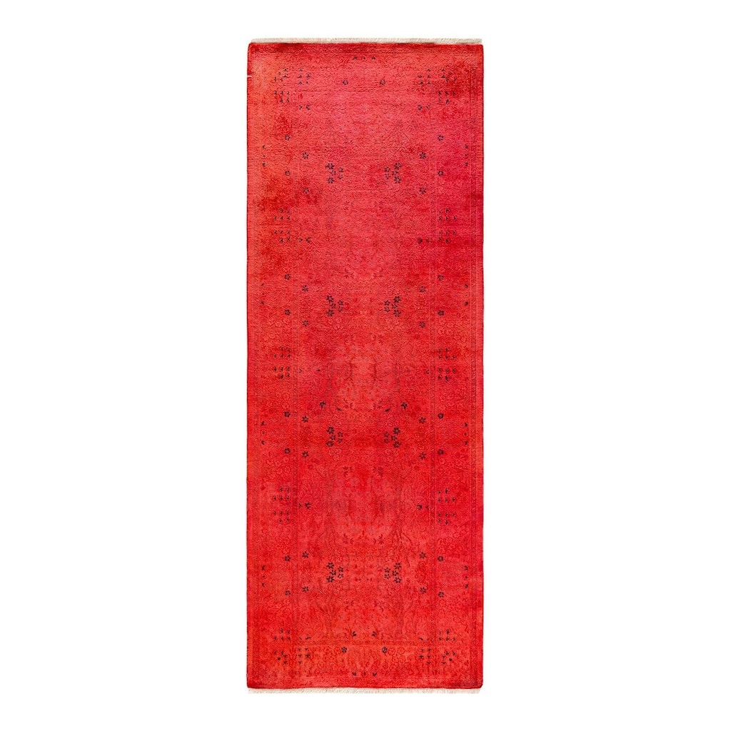 Fine Vibrance, One-of-a-Kind Hand-Knotted Runner Rug - Pink, 2' 7" x 7' 3" - 2' 7" x 7' 3"