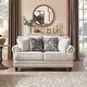 preview thumbnail 1 of 11, Morden Fort Chenille Fabric Loveseat with Rolled Arm and Nailhead Trim Beige