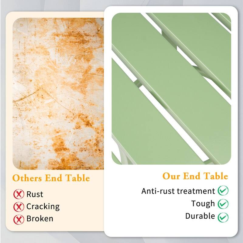 Metal Outdoor Round Side Table, Patio Coffee Bistro Table for Indoor Outdoor