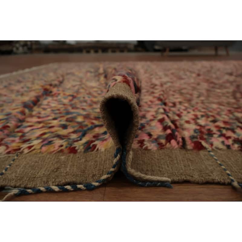 Hand Knotted Oriental 100% Wool Carpet Tribal Checkered Pink Moroccan Area Rug - 10' 7'' X 8' 5''