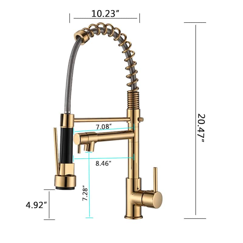 DORNBERG Gold Pull down Spray Swivel Kitchen Faucet and Pot Filler