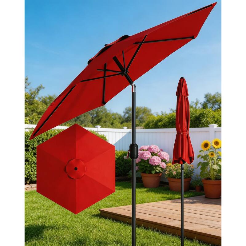 10ft Outdoor Patio Umbrella, with Crank Lift & Push Button Tilt, UV Protection Waterproof