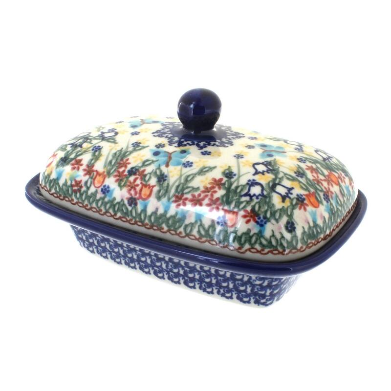 Blue Rose Polish Pottery 66 Vena Butter Tub