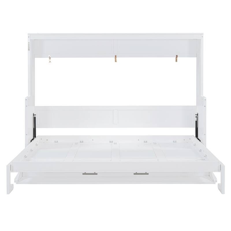 Hydraulic Folding Queen Murphy Bed with Integrated Desk & Hidden Workspace by Harper&Bright Designs