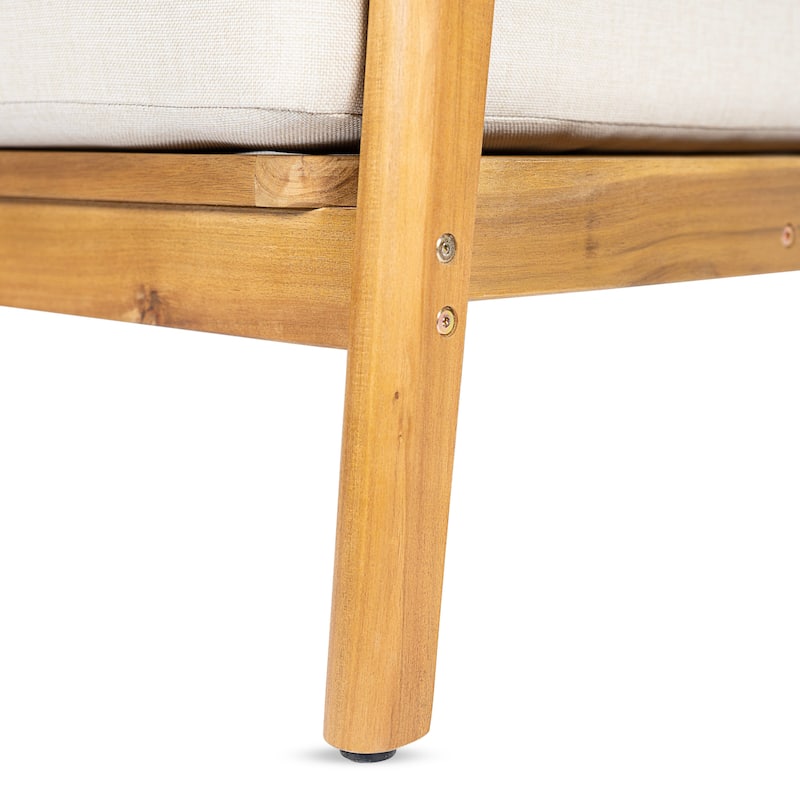 Christopher Knight Home - Outdoor Acacia Wood Club Chair with Rope Back and Water-Repellent Cushions