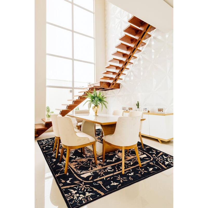 ECARPETGALLERY Hand-knotted Signature Collection Black Wool Rug - 8'0 x 10'3