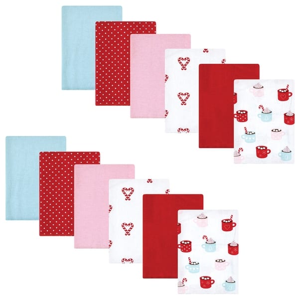 slide 1 of 1, Hudson Baby Infant Girl Cotton Flannel Burp Cloths Bundle, Hot Cocoa, One Size - Hot Cocoa - One Size One Size - Hot Cocoa
