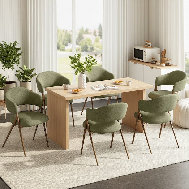 Modern Reclining Dining Chairs, 135° Back & 18.9" Wide Seat with Thick Cushion - Set of 6 - Green