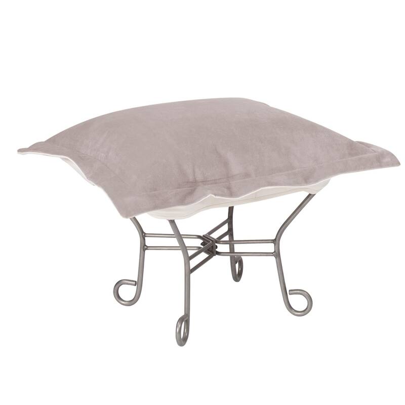 Allan Andrews Scroll Puff Ottoman with Titanium Frame & Cover, Bella Collection
