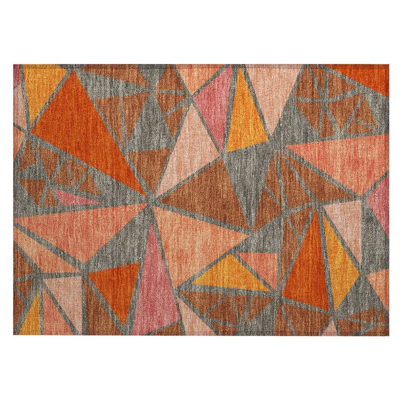 Machine Washable Indoor/ Outdoor Abstract Mosaic Chantille Rug