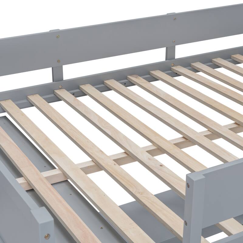 Full Size Loft Bed with Desk and Shelf in Gray and White