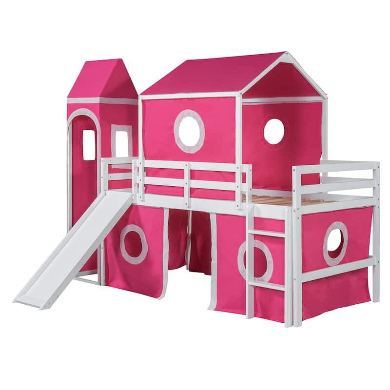 Loft Bed with Slide Tent and Tower
