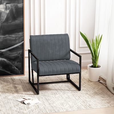 Grey Modern 26.8" Arm Chair with Metal Frame