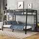 preview thumbnail 1 of 7, Full XL over Queen Size Metal Bunk Bed with Fence, Ladder, Space-Saving and Noise Reduced for Teens and Adults Full XL over Queen - Black