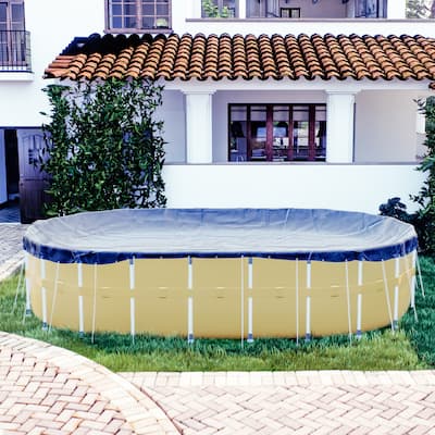 ColourTreeUSA Premium Oval Winter Pool Cover Above Ground with 4 ft. Overlap - 140 GSM