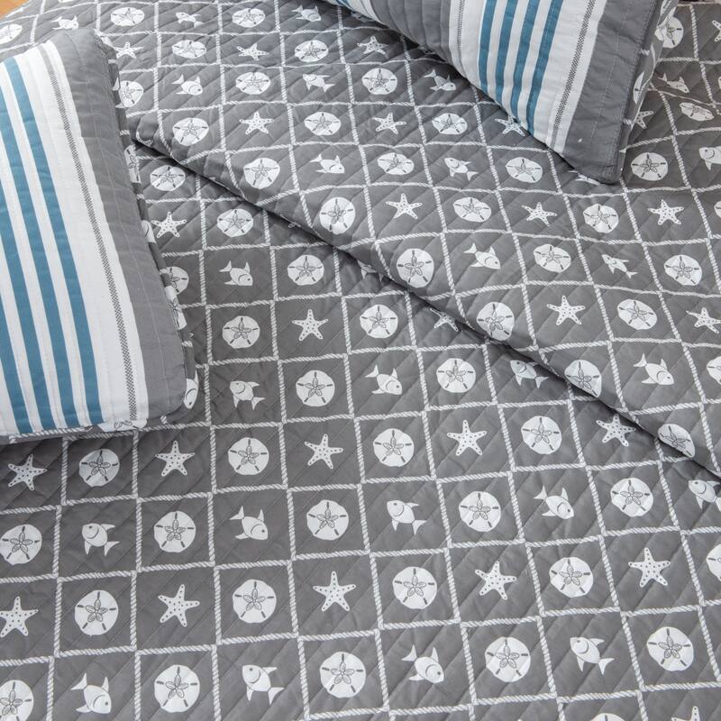Linery & Co. Coastal Microfiber Quilt Set With Shams.