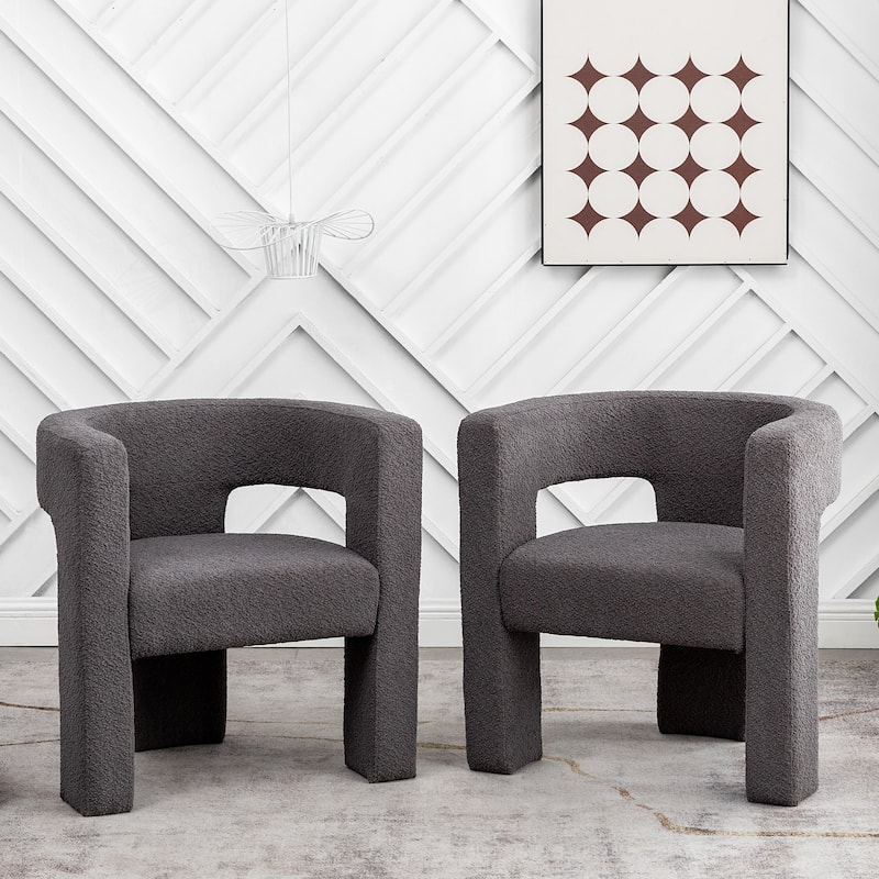 KINWELL 28" Wide Boucle Upholstered Square Armchair (Set of 2)