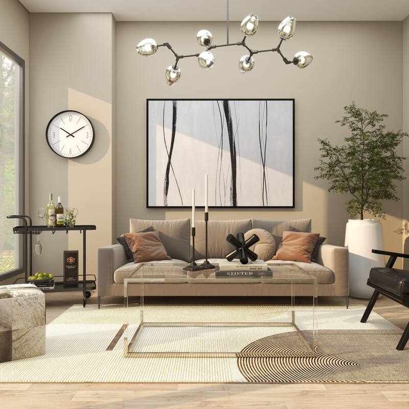 Metal Open Framed Coffee Table with Clear Glass Top and Acrylic Legs - Gold or Clear - Roche River Decor