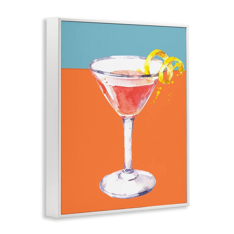 Stupell Cocktail on Blocked Hues Framed Giclee Art Design By Susan Jill