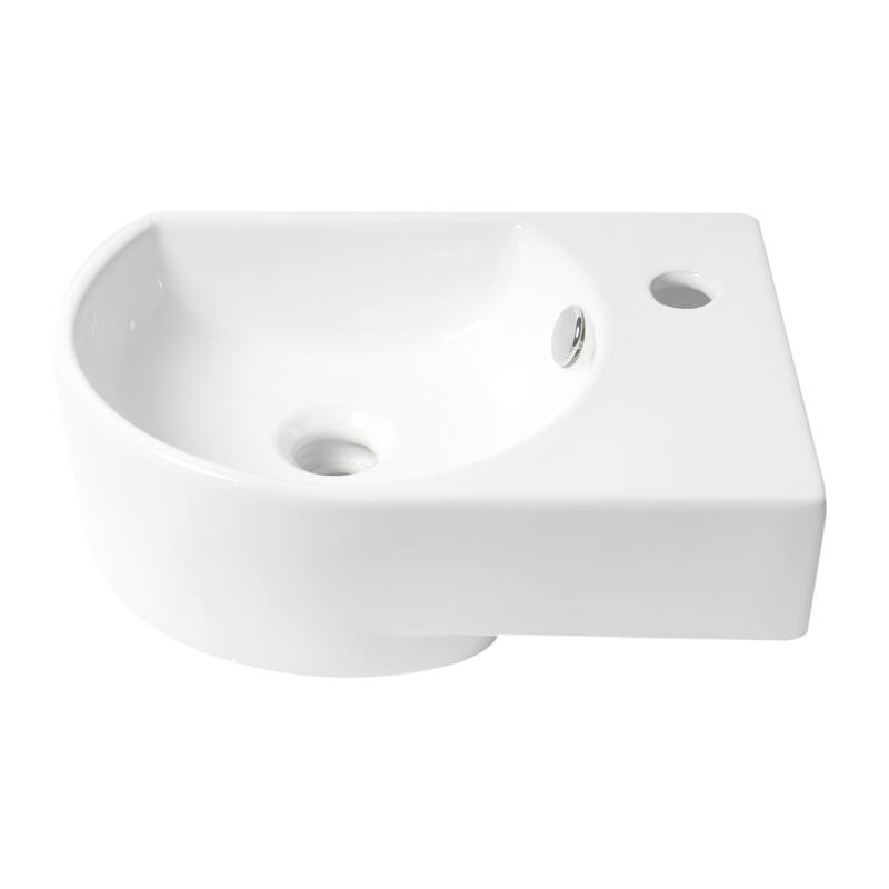 ALFI brand White 16" Small Wall Mounted Ceramic Sink with Faucet Hole