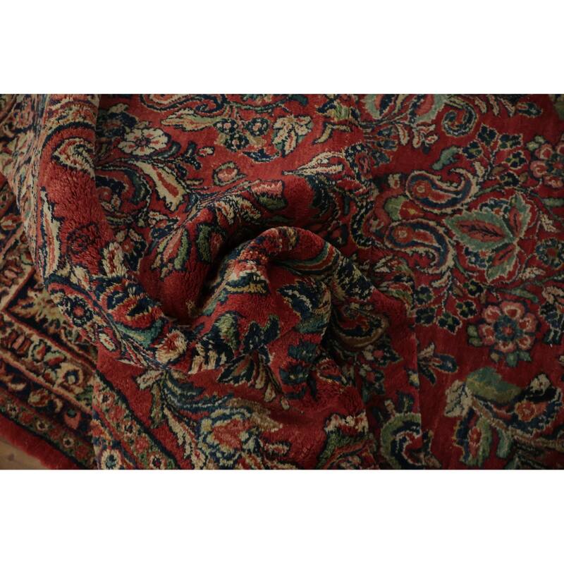 Hand Knotted Oriental 100% Wool Carpet Traditional Floral Oranges & Rust Sarouk Area Rug - 21' 3'' X 10' 7''