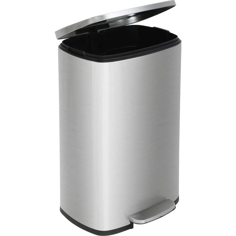 13 Gallon 50 Liter Stainless Steel Step Trash Can with Removable Inner Bucket by Furniture of America