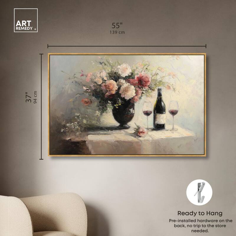 Roses and Red Wine Canvas by Art Remedy