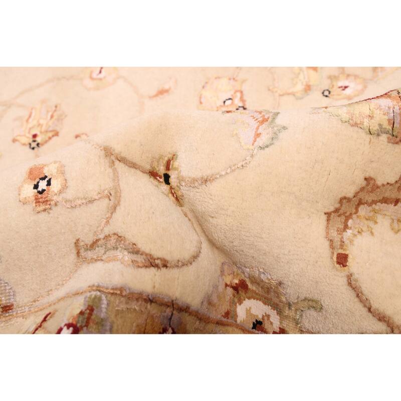 ECARPETGALLERY Hand-knotted Mirzapur Ivory Viscose, Wool Rug - 6'0 x 8'9