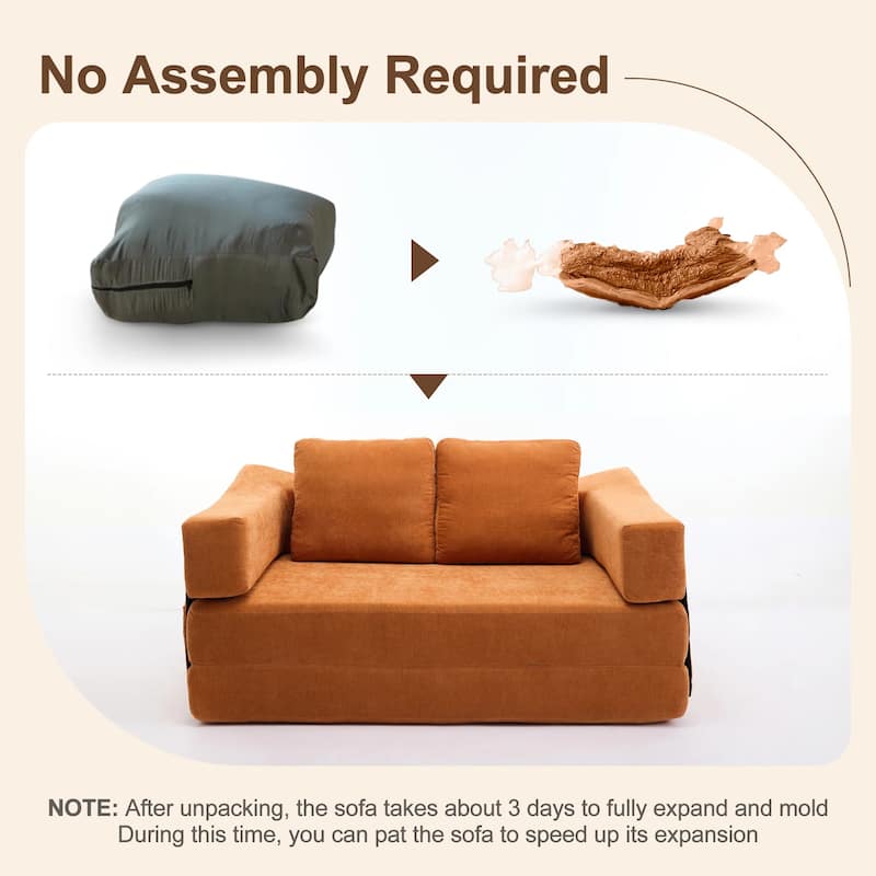 70.87" Upholstered Convertible Sleeper Sofa, Convertible Chair Floor Couch Comfy Sofa for Living Room, Bedroom, Chenille Fabric