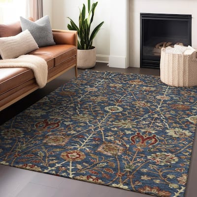 Machine Washable Indoor/ Outdoor Traditional Kashan Chantille Rug