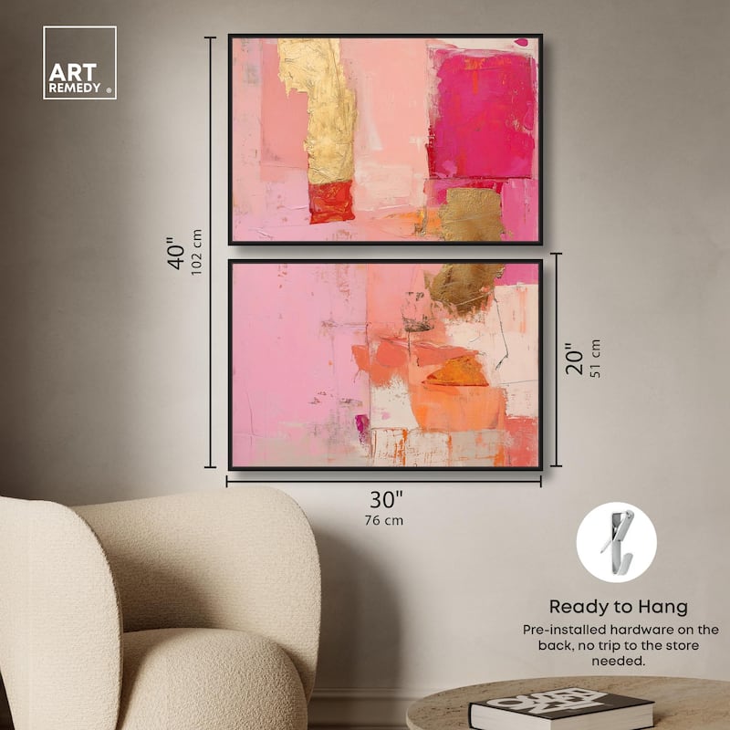 Petal Patchwork I Canvas Set of 2 by Art Remedy