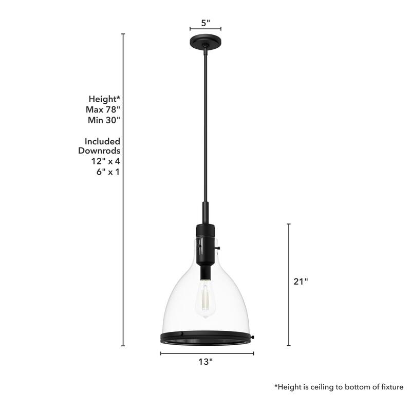Hunter 13" Van Nuys 1 Light Pendant - Kitchen Island, Dining Room - Industrial, Modern, Transitional