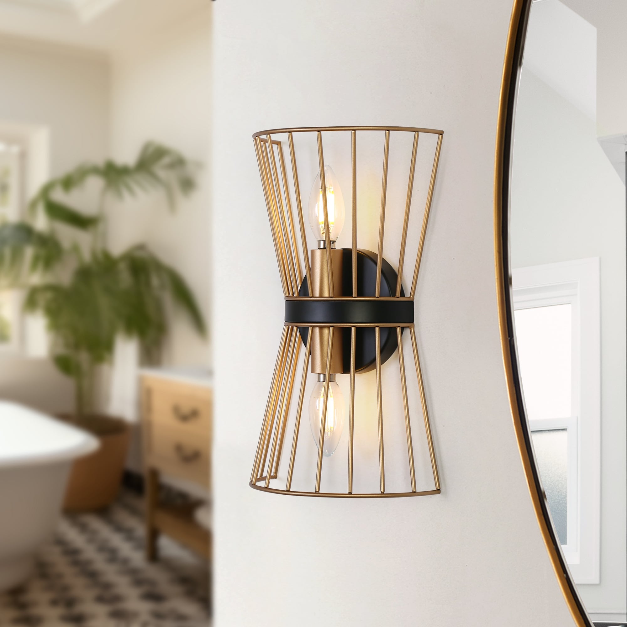 Modern Farmhouse Metal Lantern Flush Mount Hallway Wall Sconce - W7.9 " x H13.4"