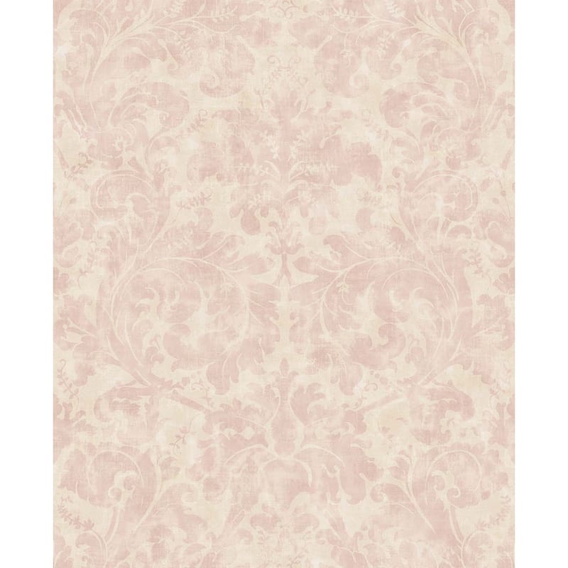 Seabrook Designs Astor Victorian Unpasted Wallpaper - 20.5 in. W x 33 ft. L - Metallic Alabaster & Warm Peach