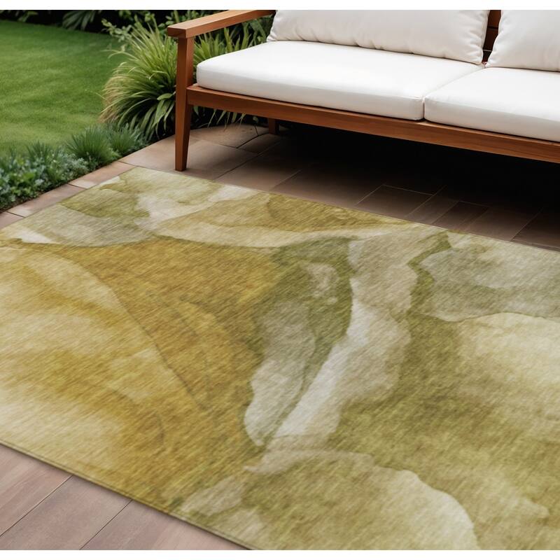 HomeRoots Abstract Transitional Rectangle Outdoor Rug - 10' X 14'