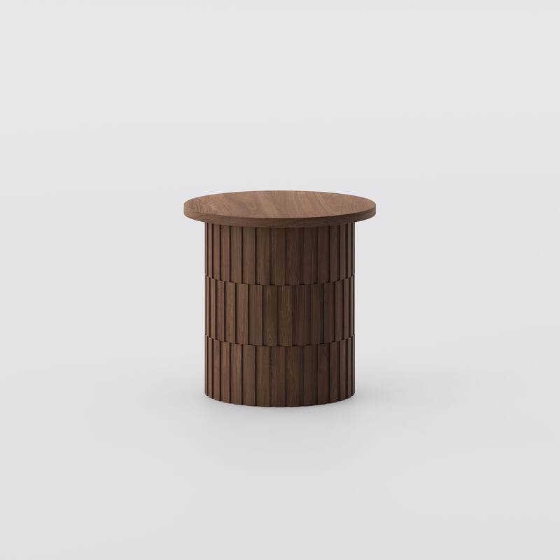 19.69" Modern Minimalist Side Table, MDF, Walnut Veneer