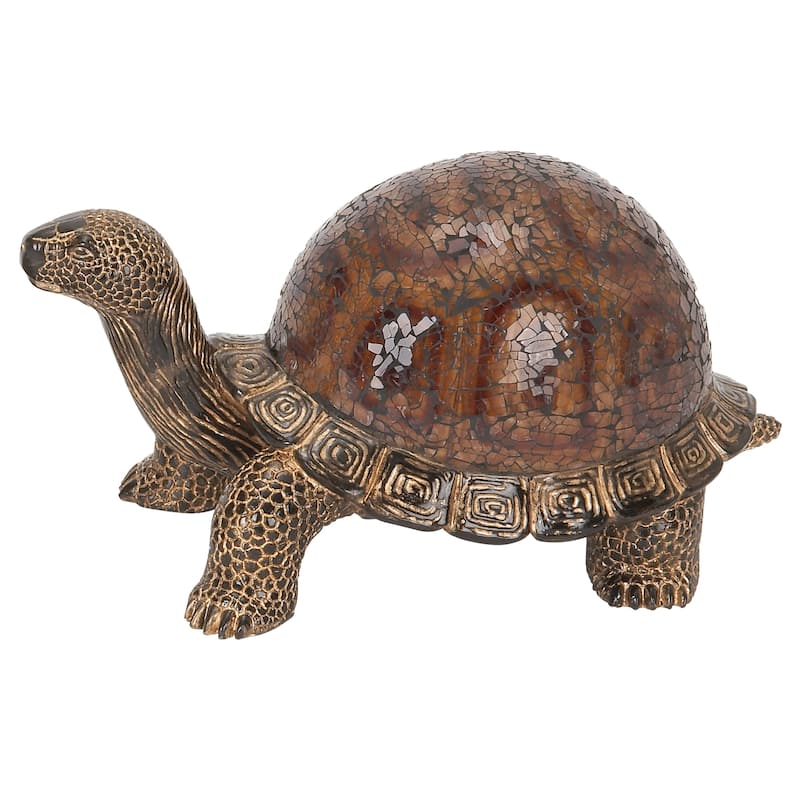 Polystone Turtle Sculpture - Brown - Roche River Decor - 6"W x 11"L x 6"H