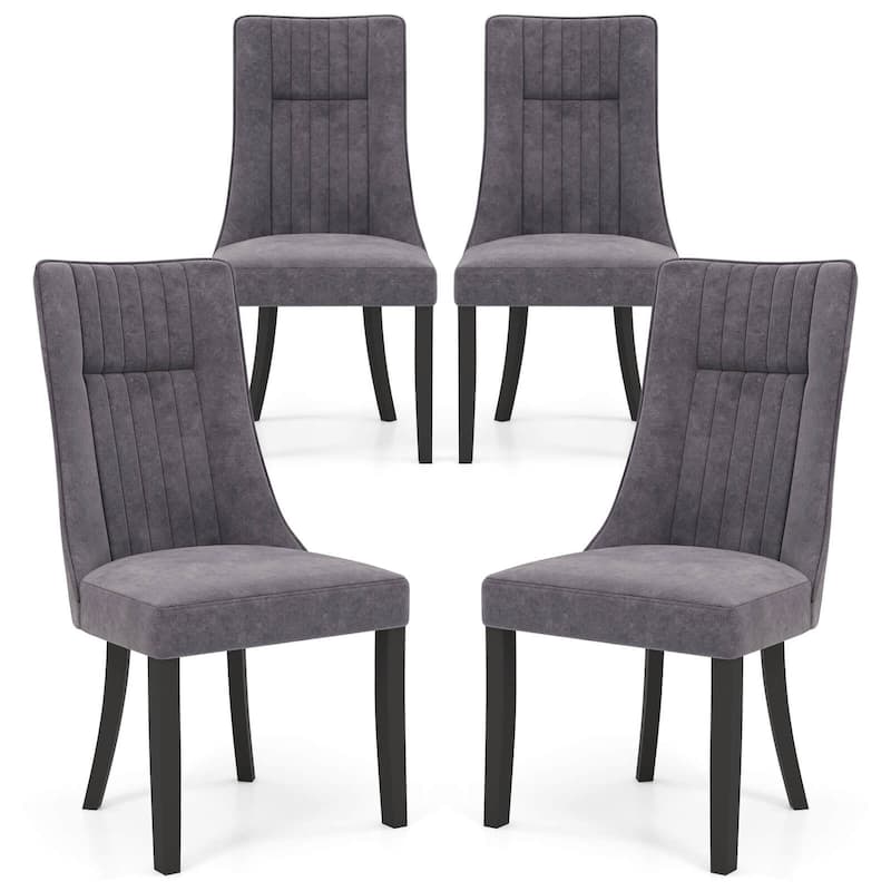 Costway Channel Tufted Dining Chairs Set of 2/4 with High Backrest - 4 PCS - Set of 4
