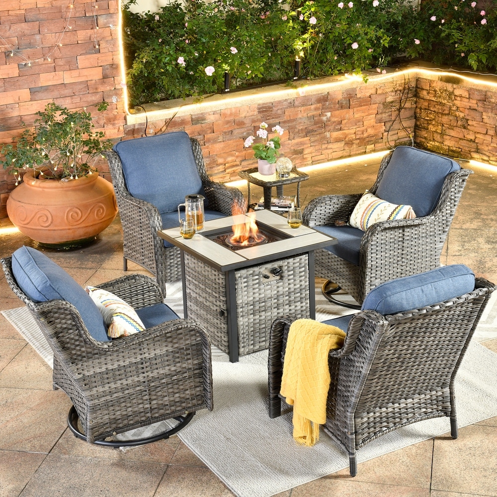 patio furniture set with fireplace