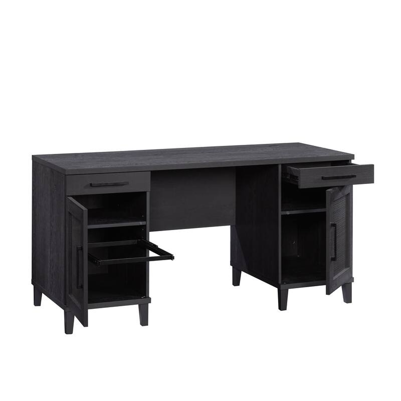 Engineered Wood Coastal Desk with Two Storages, Black