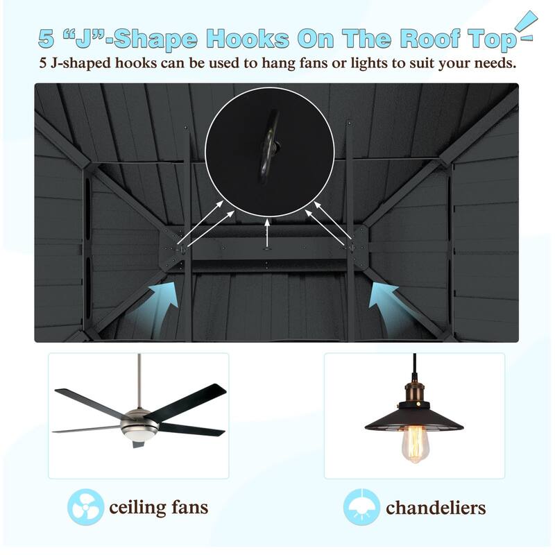 VEIKOUS Aluminum Double Hardtop Gazebo Pergola for Patio, Lawn, and Garden with Removable Netting