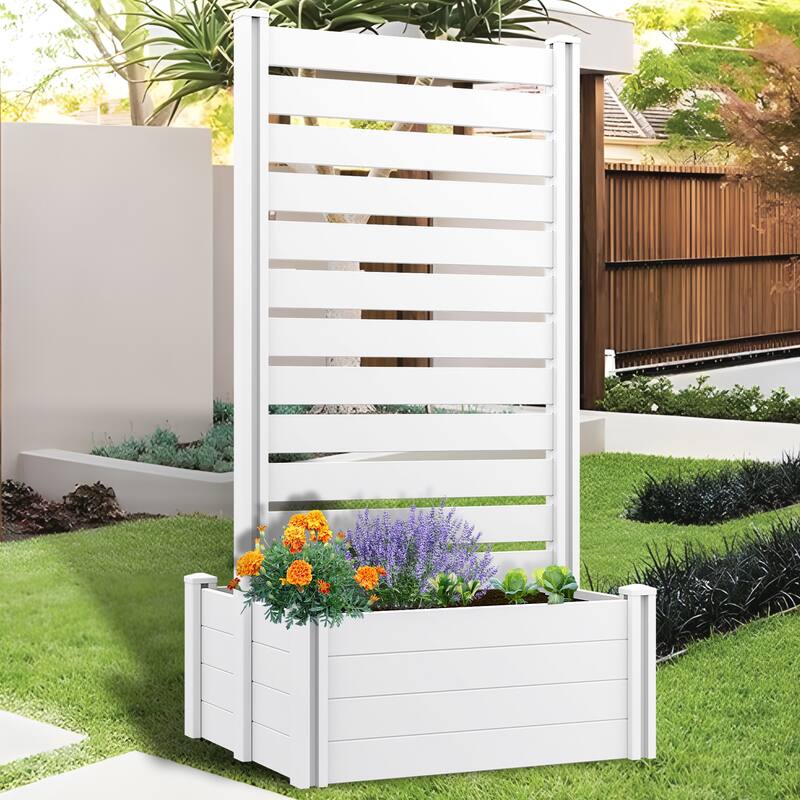 Outdoor PVC Privacy Raised Garden Bed Panels Planter Box With Ground Stakes - Option 5