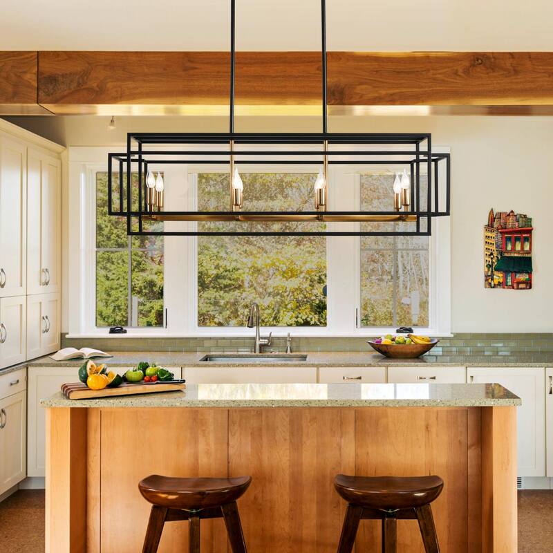 8 - Light Linear Chandeliers Kitchen Island Pendant Light - black&gold