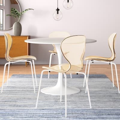 Stackable Plastic Dining Chair Set of 4 Transparent Modern Accent Side Chair for Indoor and Outdoor